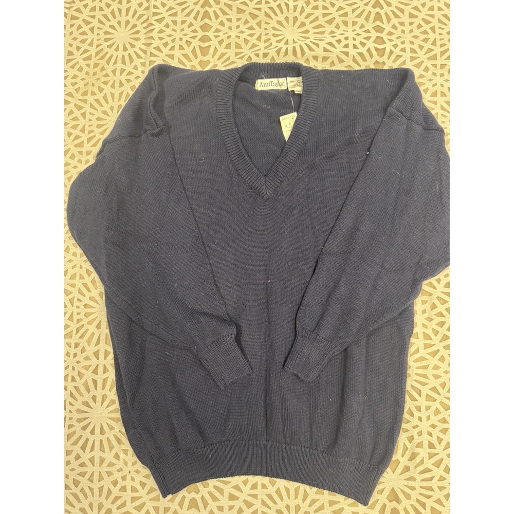 Ann Taylor Weekend Soft Blue Knit V Neck‎ Sweater Womens Medium
